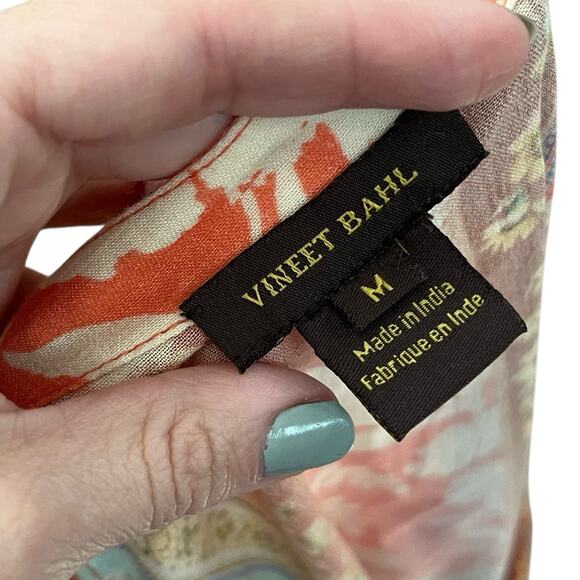 Anthropologie Vineet Bahl Mixed Floral Print Peasant Top Medium Boho Embroidered - Picture 10 of 12